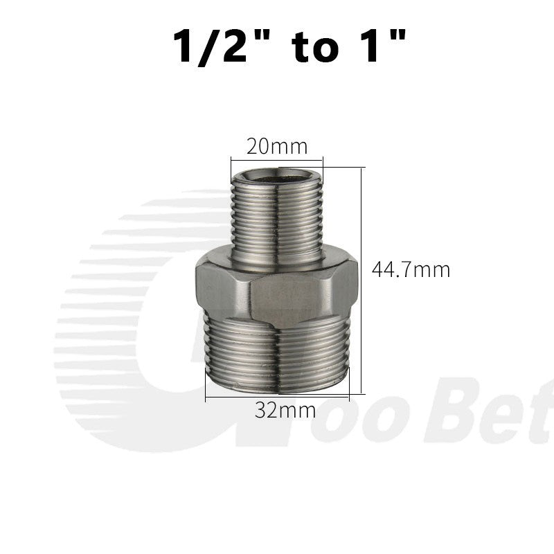 Stainless Steel Hex Nipple BSP Pipe Fitting — Male Thread Adapter 1/4" to 1-1/4"
