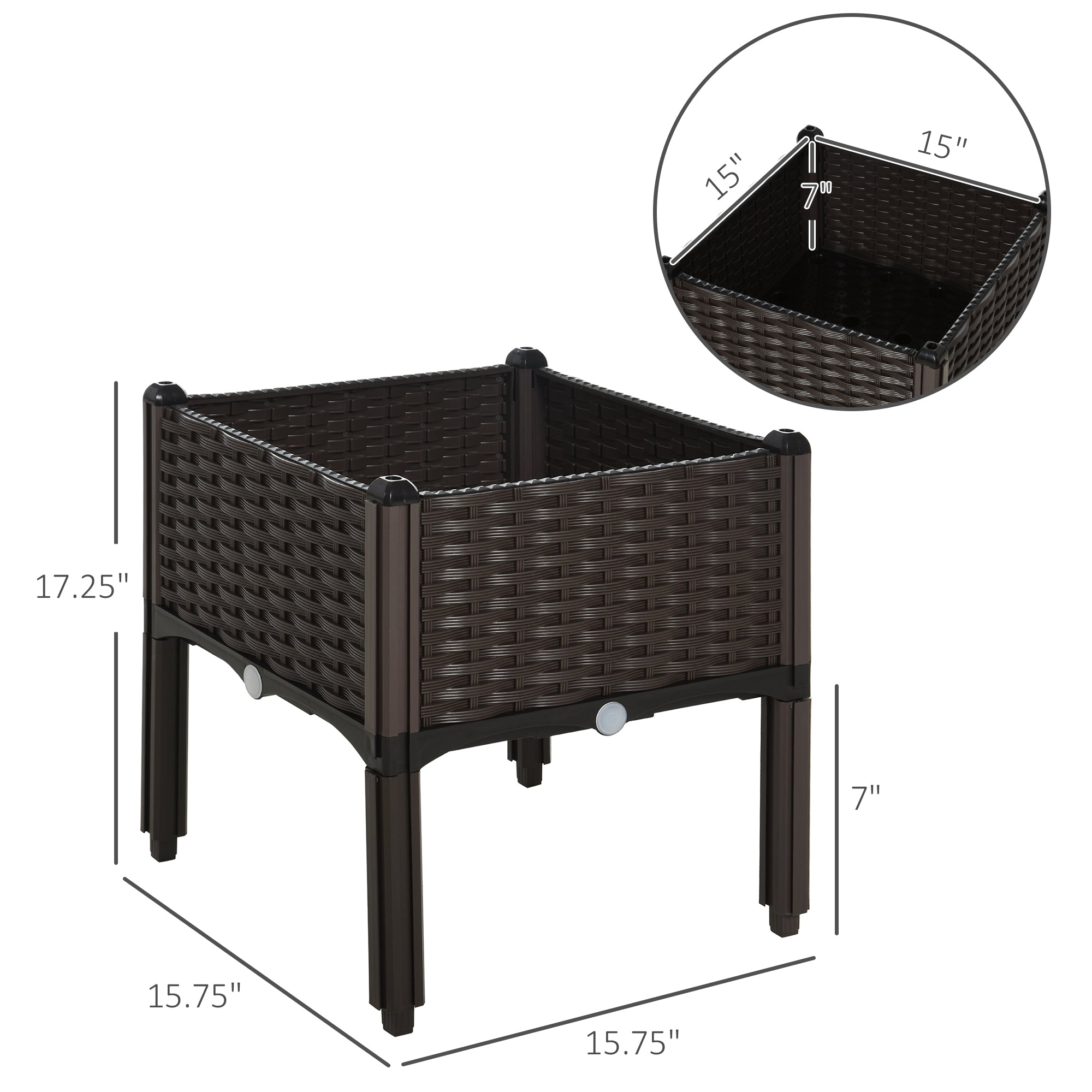 Outsunny Raised Garden Bed with Legs, Self-Watering Planter Box Raised Bed to Grow Flowers, Herbs & Vegetables, Brown