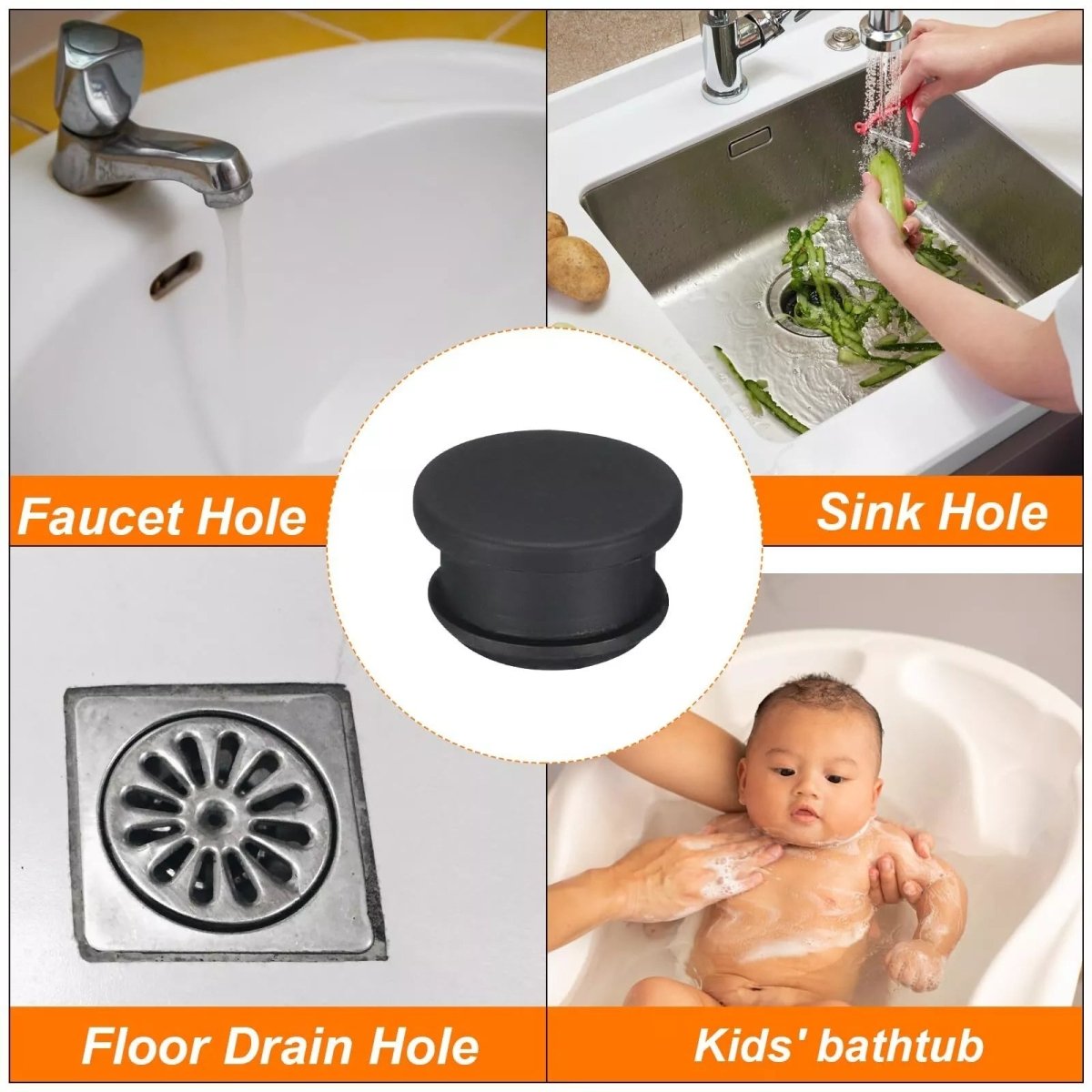 Black Snap - On Hole Plug Silicone Rubber Blanking Seal Bung Pipe Tube 2.5mm - 50mm - HomeDIYer