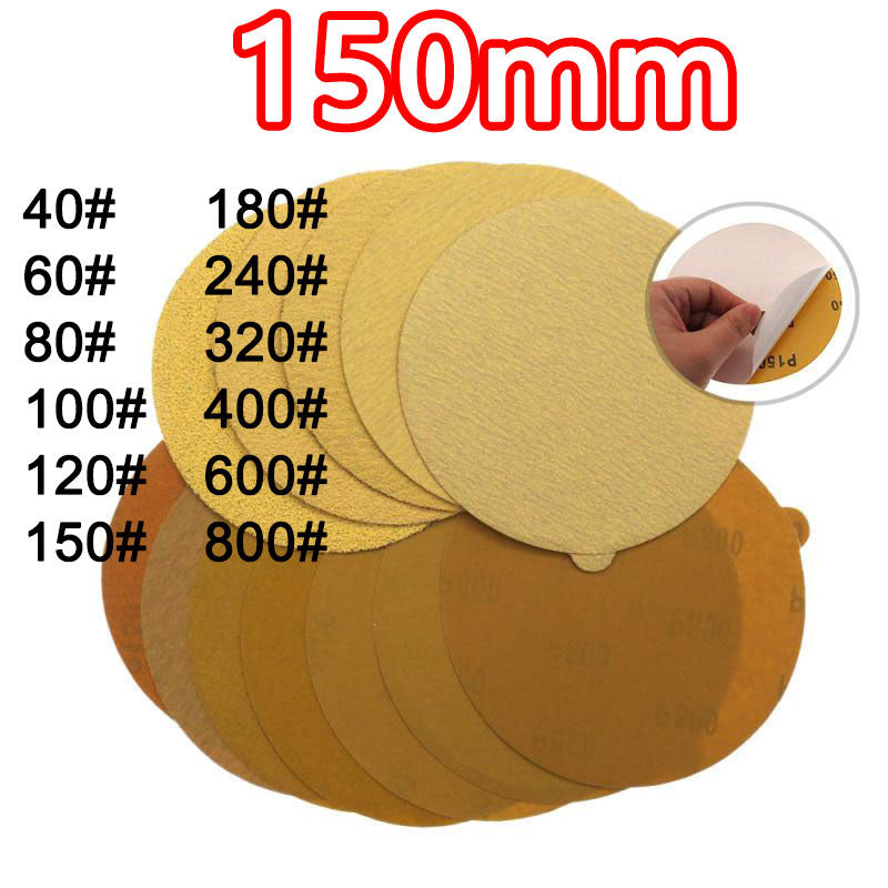 150mm 6" Sanding Discs Self Adhesive Sandpaper 40 80 100 120 150 180 - 800 Grit