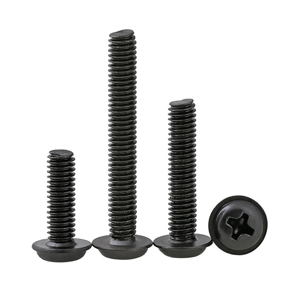 M2–M4 Flanged Button Head Phillips Screws – Black Zinc or Nickel Plated Carbon Steel