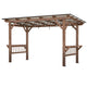 13x6.5 Ft Wooden BBQ Pergola Gazebo with Metal Roof, Built-In Bulbs & Bar Counters