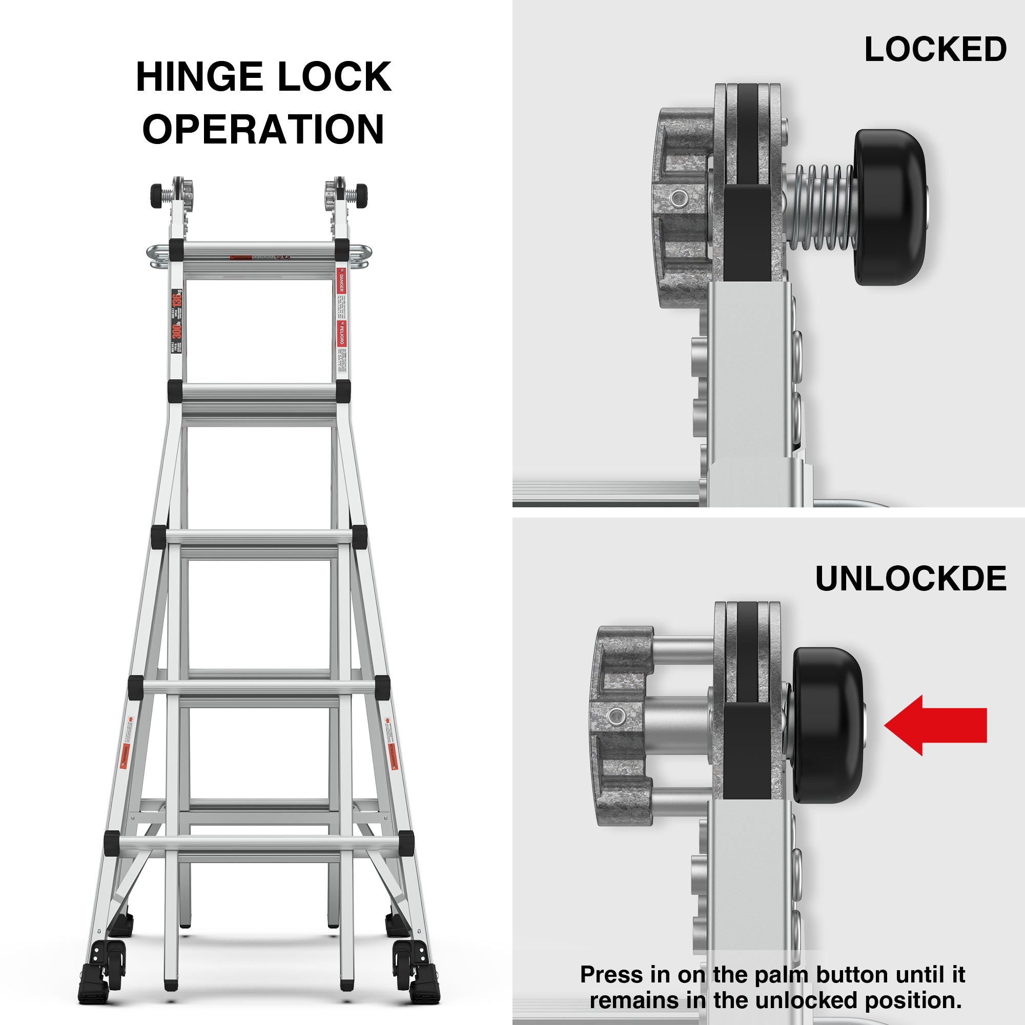 22 FT Aluminum Multi‑Position Ladder with Wheels — 300 lb Capacity, A‑Frame, Extension & More, Metallic Grey