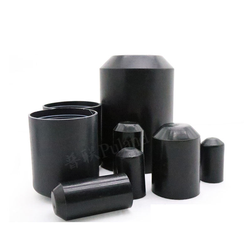 Black 35KV heat shrink end caps (13mm-130mm) 2:1 shrink ratio, adhesive lined for durability