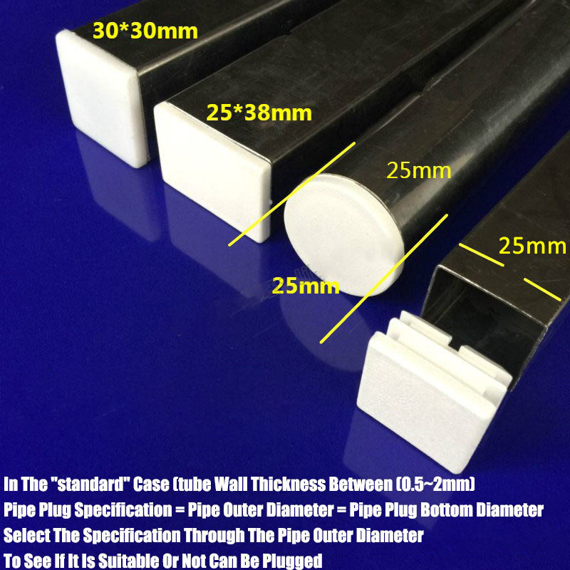 White Plastic Rectangle/Square/Round Blanking End Caps Tube