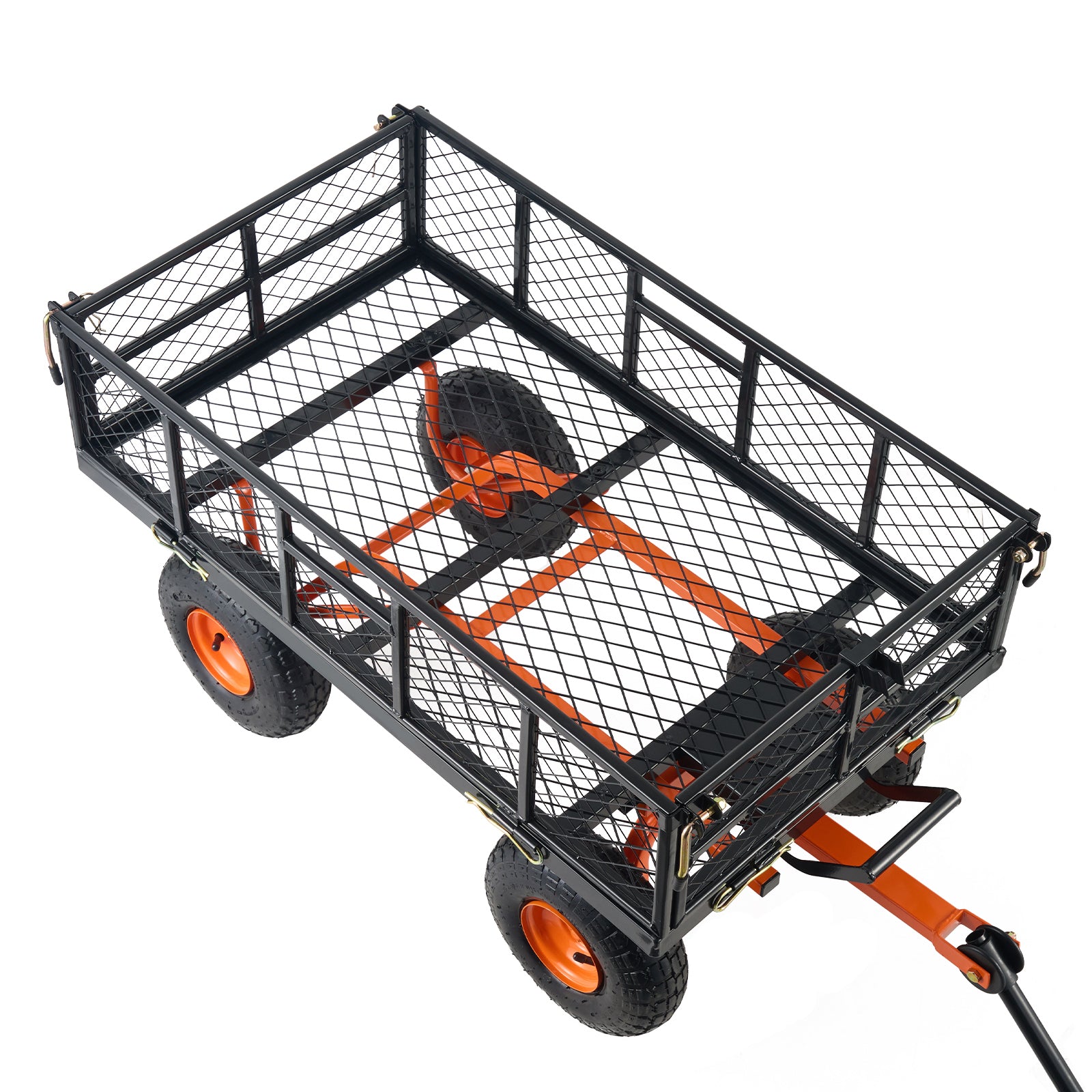 Dump Cart, Metal Garden Dump Cart with Easy to Assemble Frame, Dump Wagon with 2-in-1 Convertible Handle, Utility Wheelbarrow 880 lbs Capacity, 10 inch Tires