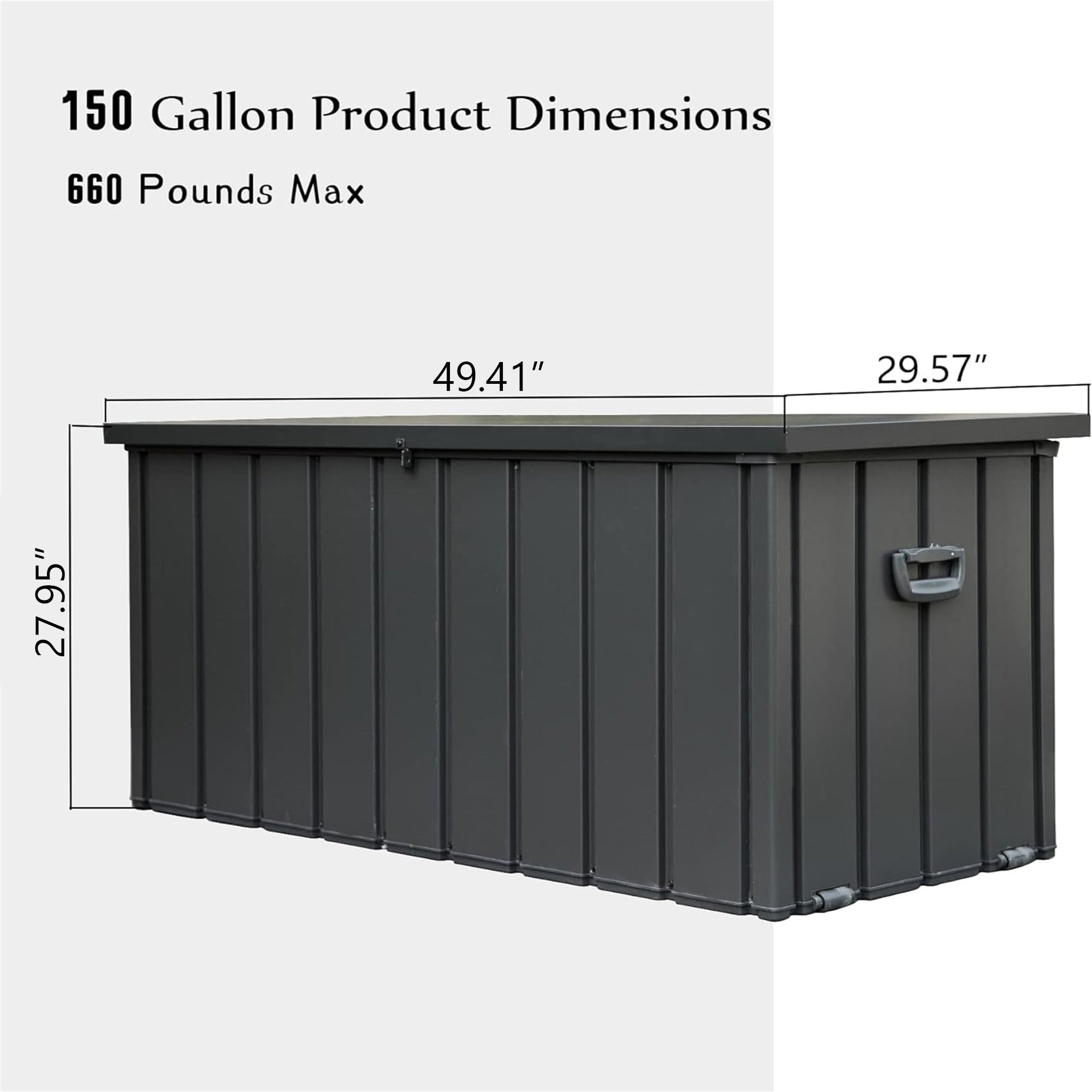 150 Gallon Outdoor Steel Deck Box – Extra-Wide Waterproof Patio Storage Bench, 660 lb Capacity