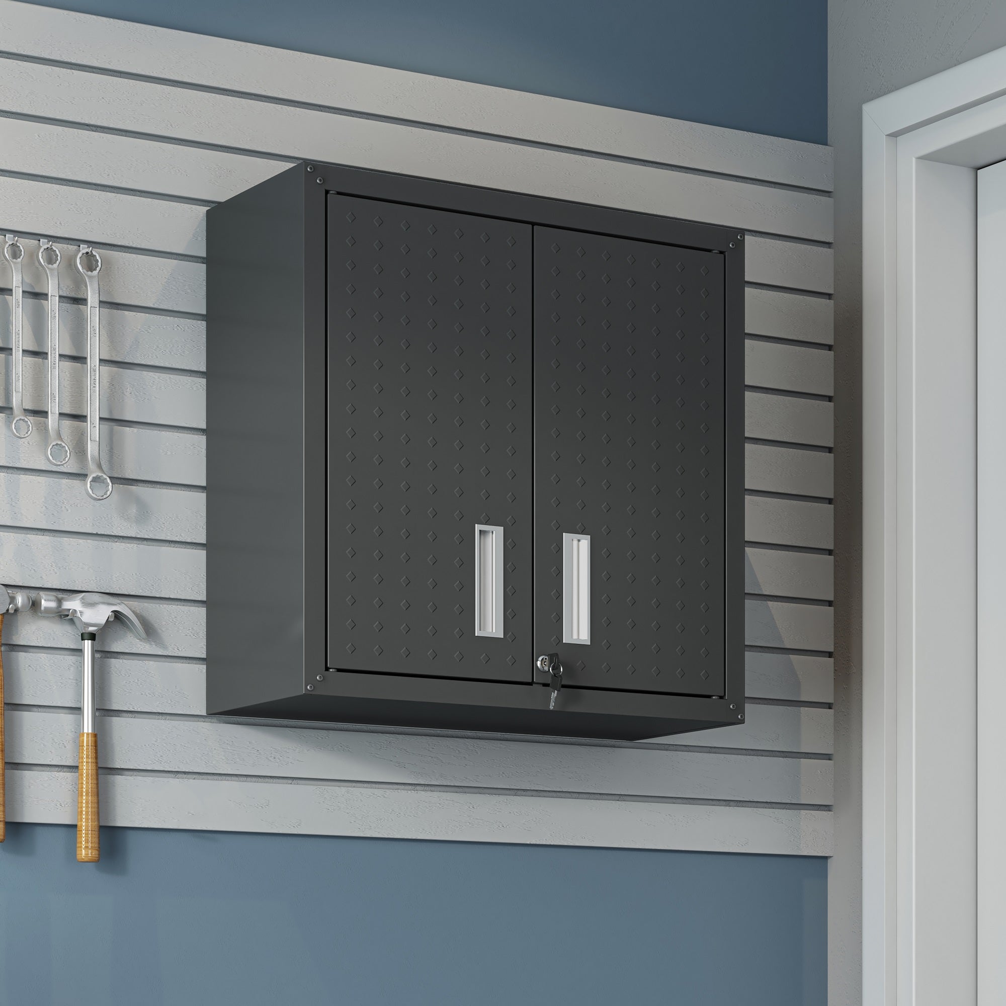 Floating Garage Cabinet in Charcoal Gray
