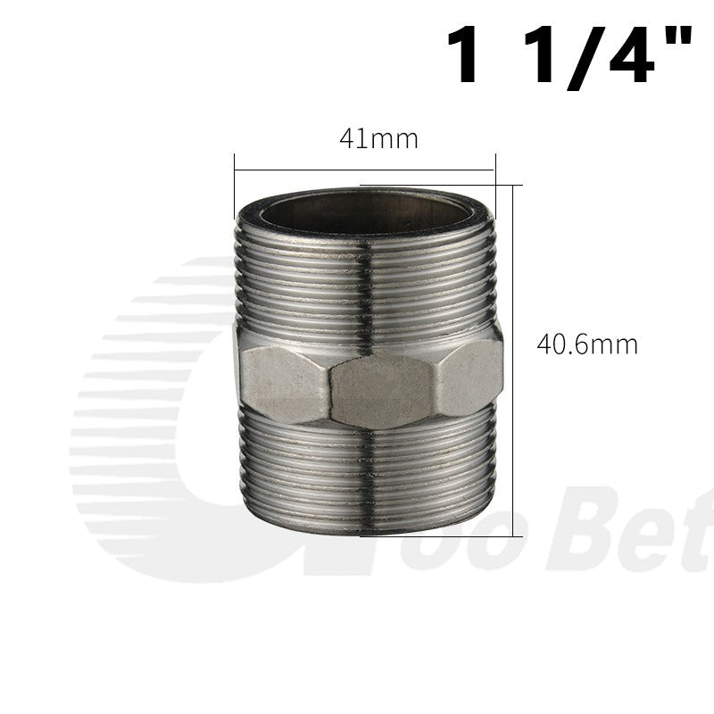 Stainless Steel Hex Nipple BSP Pipe Fitting — Male Thread Adapter 1/4" to 1-1/4"