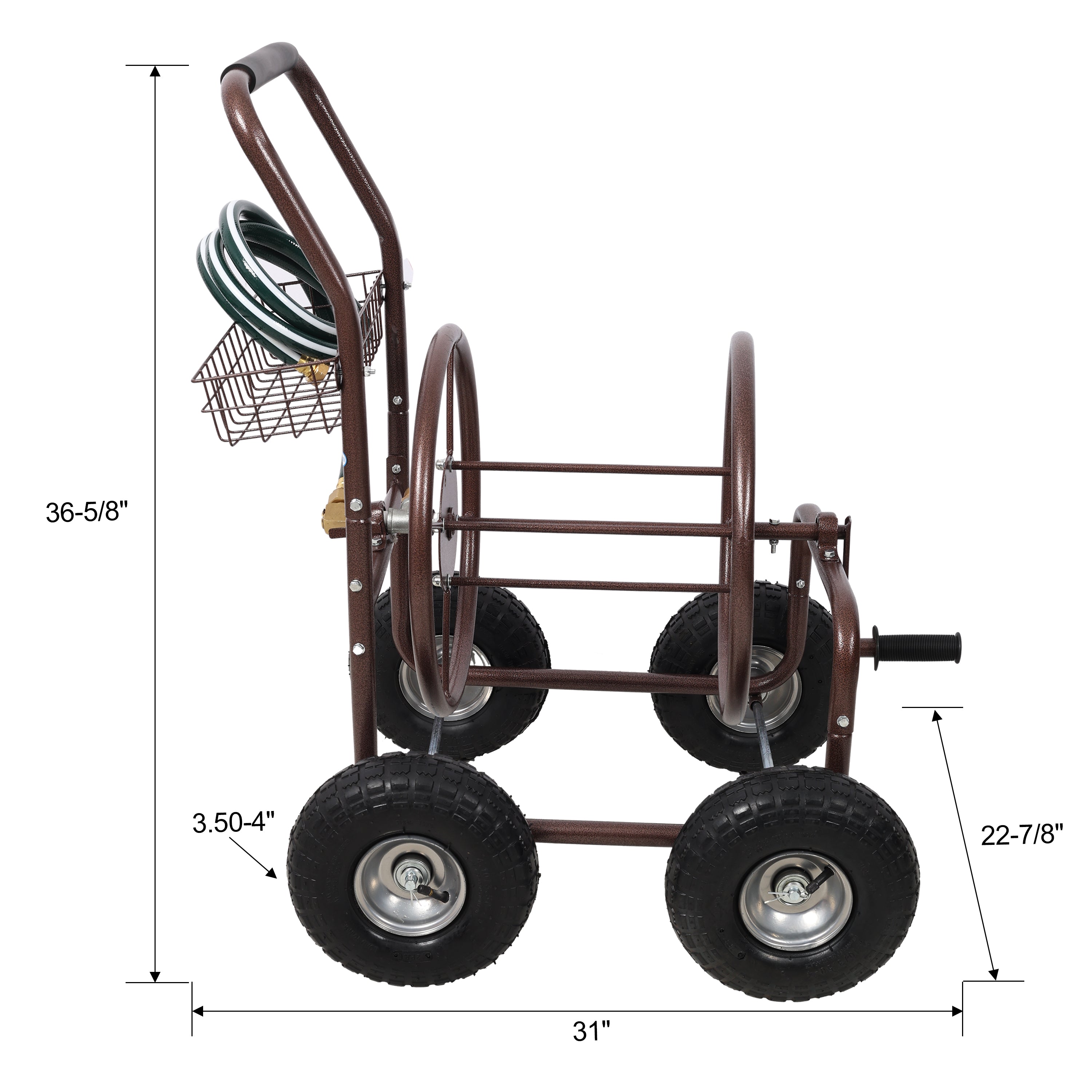 Expressions Metal Hose Reel Cart with Wheels - Heavy Duty Hose Caddie - 250 Ft Hose Capacity
