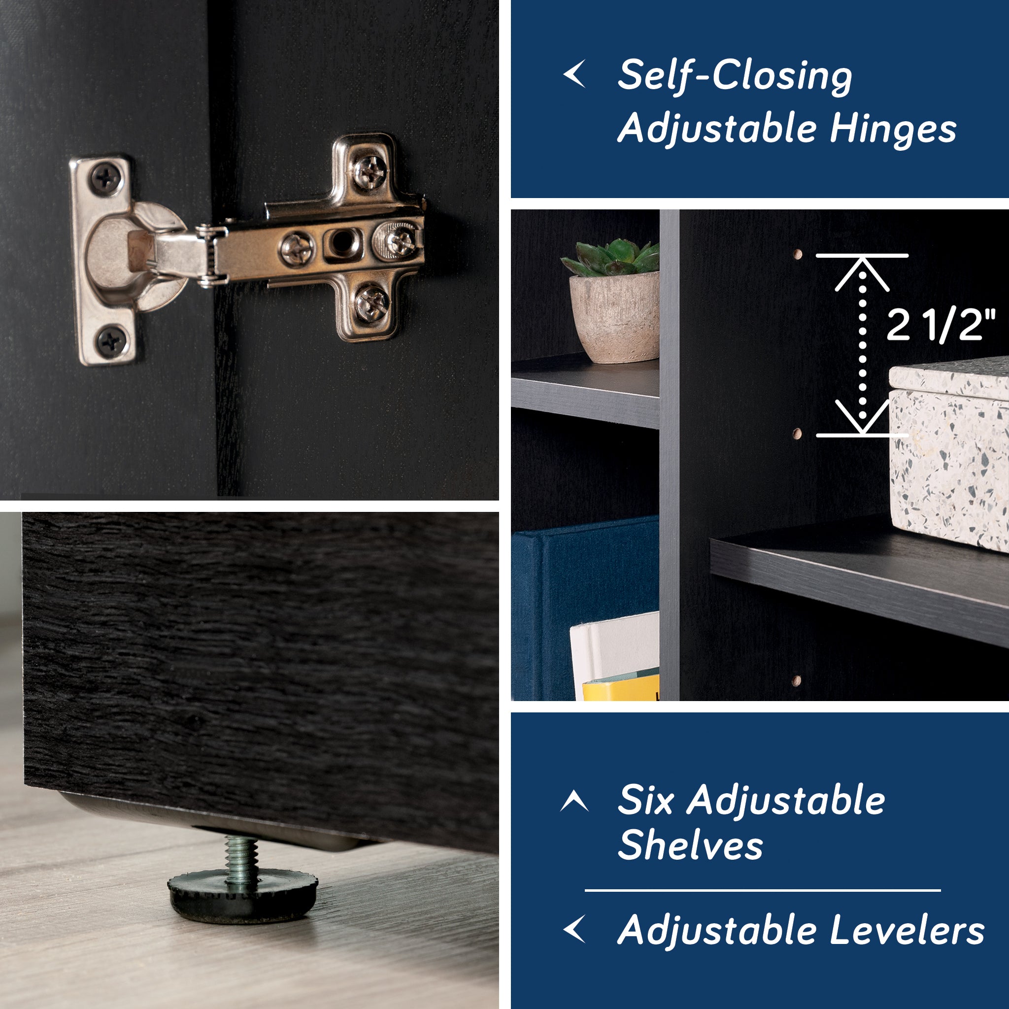 Storage Cabinet with Multipurpose Storage, Black Brown finish