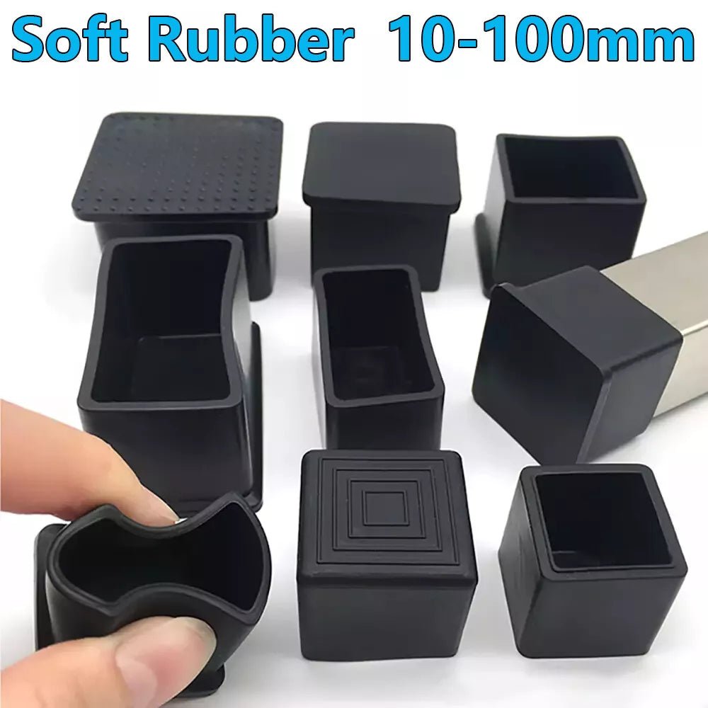Square Chair Leg Caps Anti - Slip Rubber Chair Tips Table Chair Floor Protectors - HomeDIYer