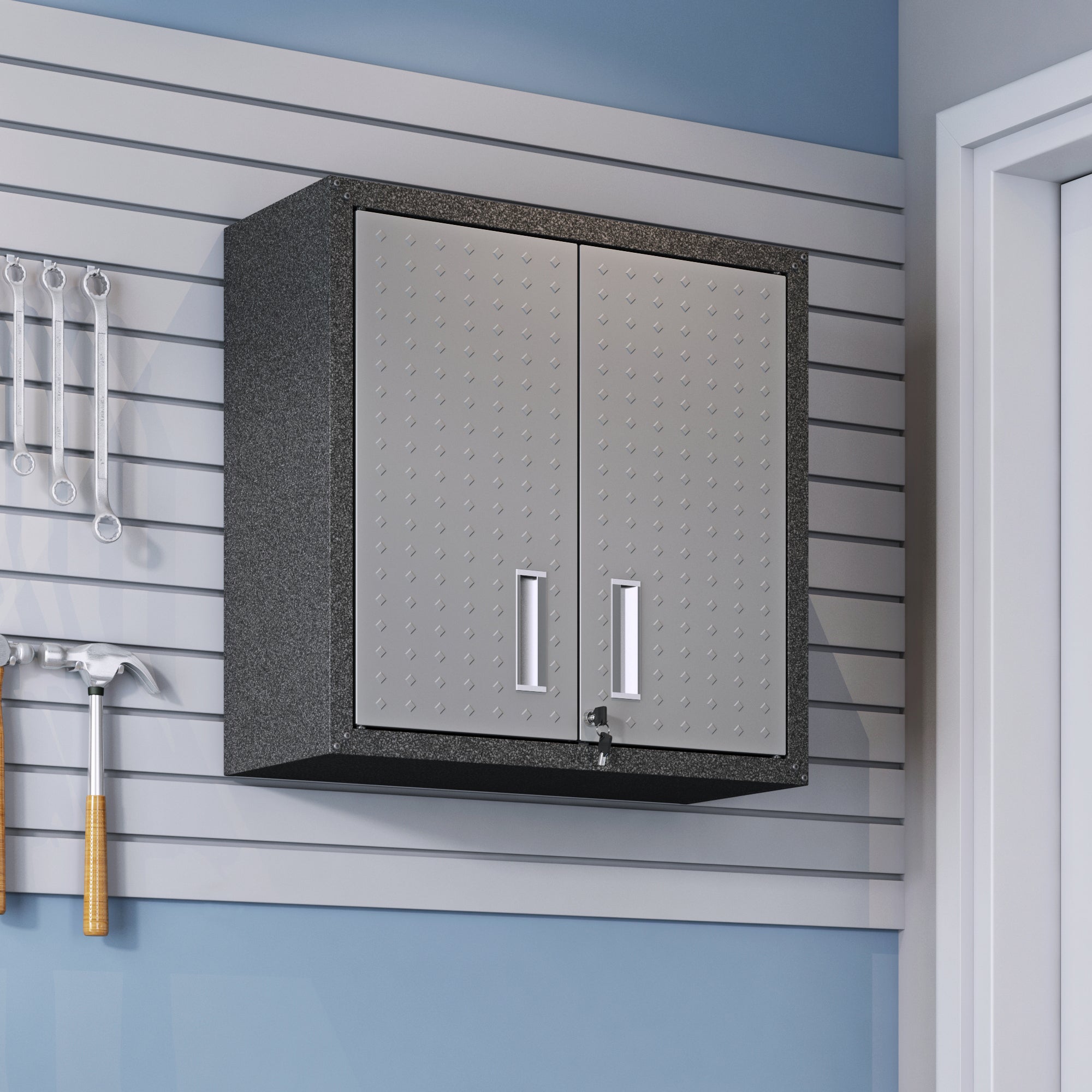 Floating Garage Cabinet in Dark Gray