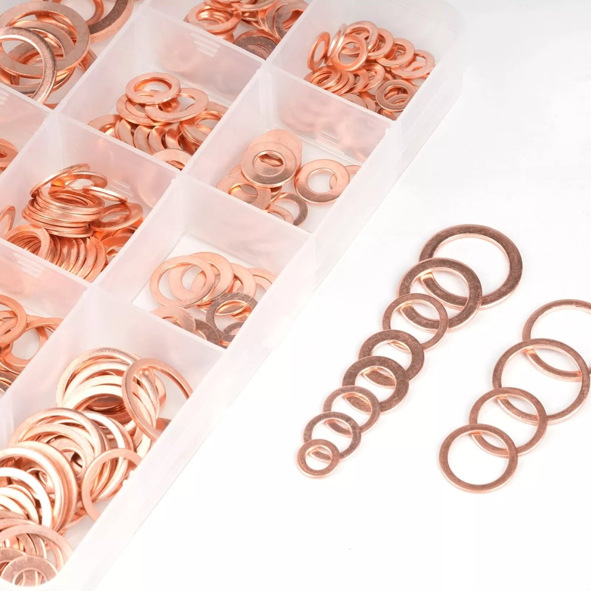 300Pcs Flat Ring Copper Sealing Washers Assortment Set M5 M6 M8 M10 M12 M14 M16 - HomeDIYer