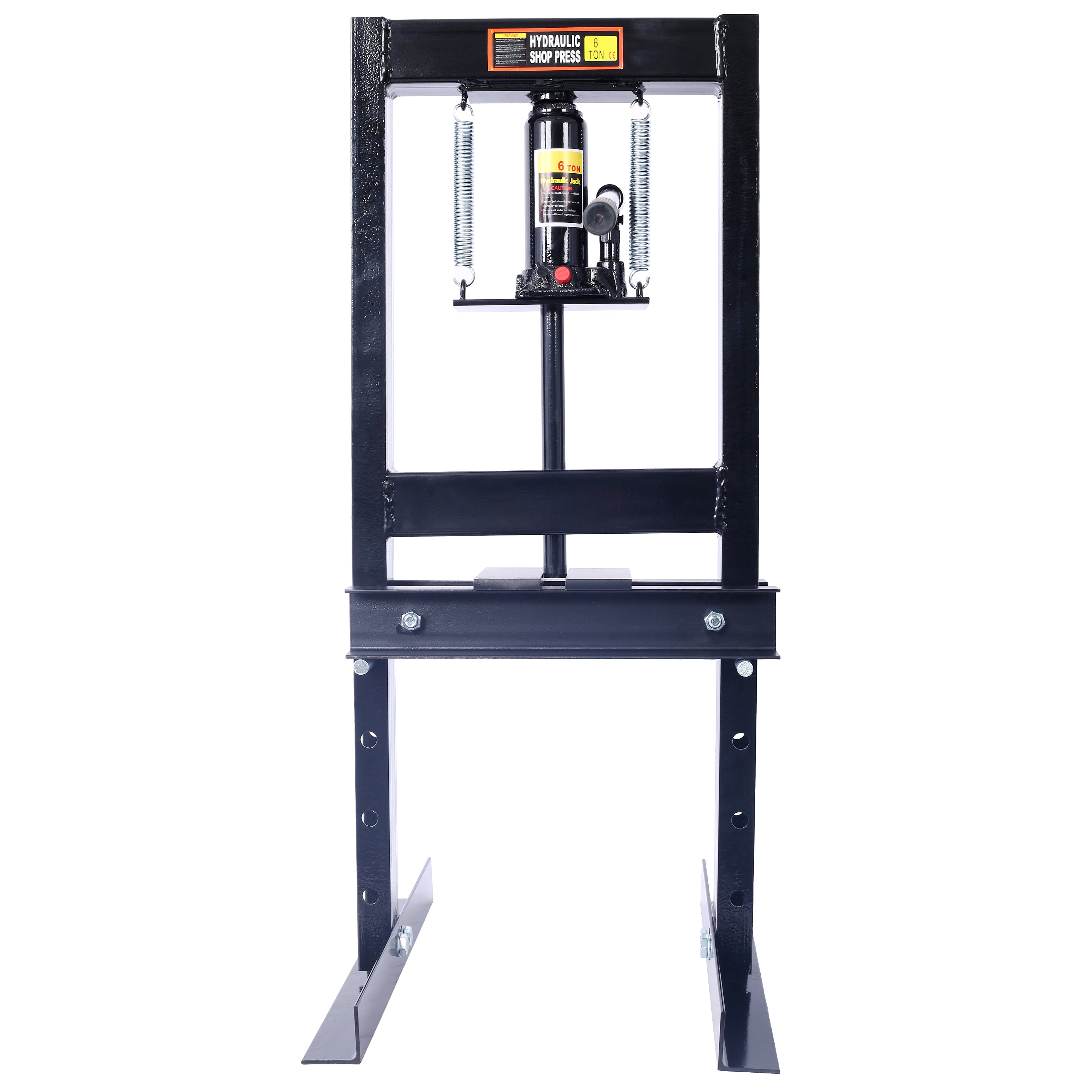 Hydraulic 6 Ton H-Frame Garage Floor Adjustable Shop Press with Plates, 6T, black