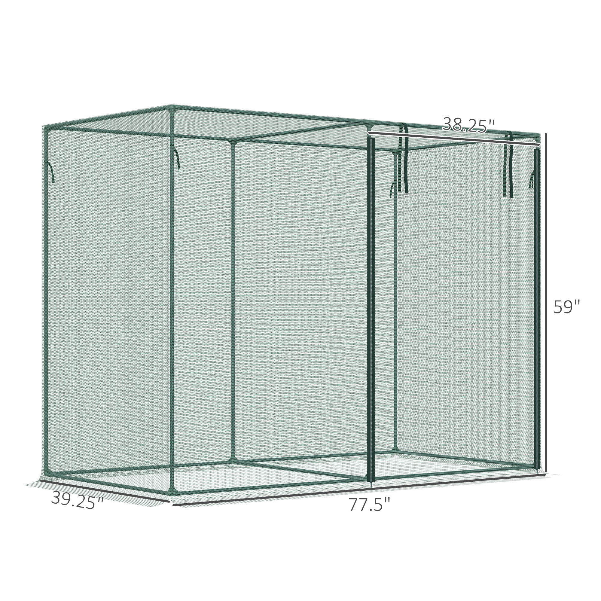 6' x 3' Crop Cage, Plant Protection Tent with Zippered Doors for Vegetable Garden, Backyard, Green