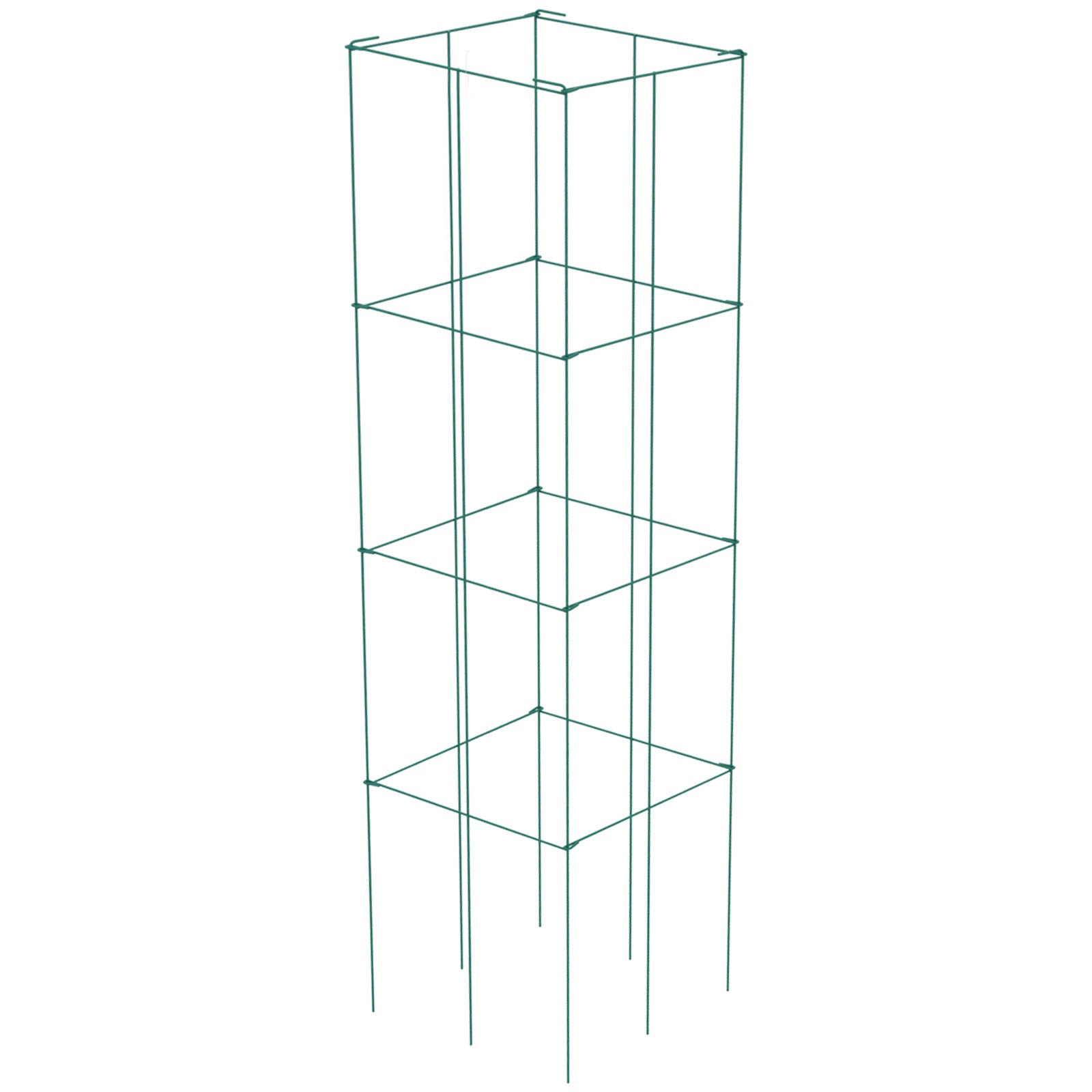 Tomato Cages, 11.8" x 11.8" x 46.1", 10 Packs Square Plant Support Cages, Green PVC-Coated Steel Tomato Towers for Climbing Vegetables, Plants, Flowers, Fruits