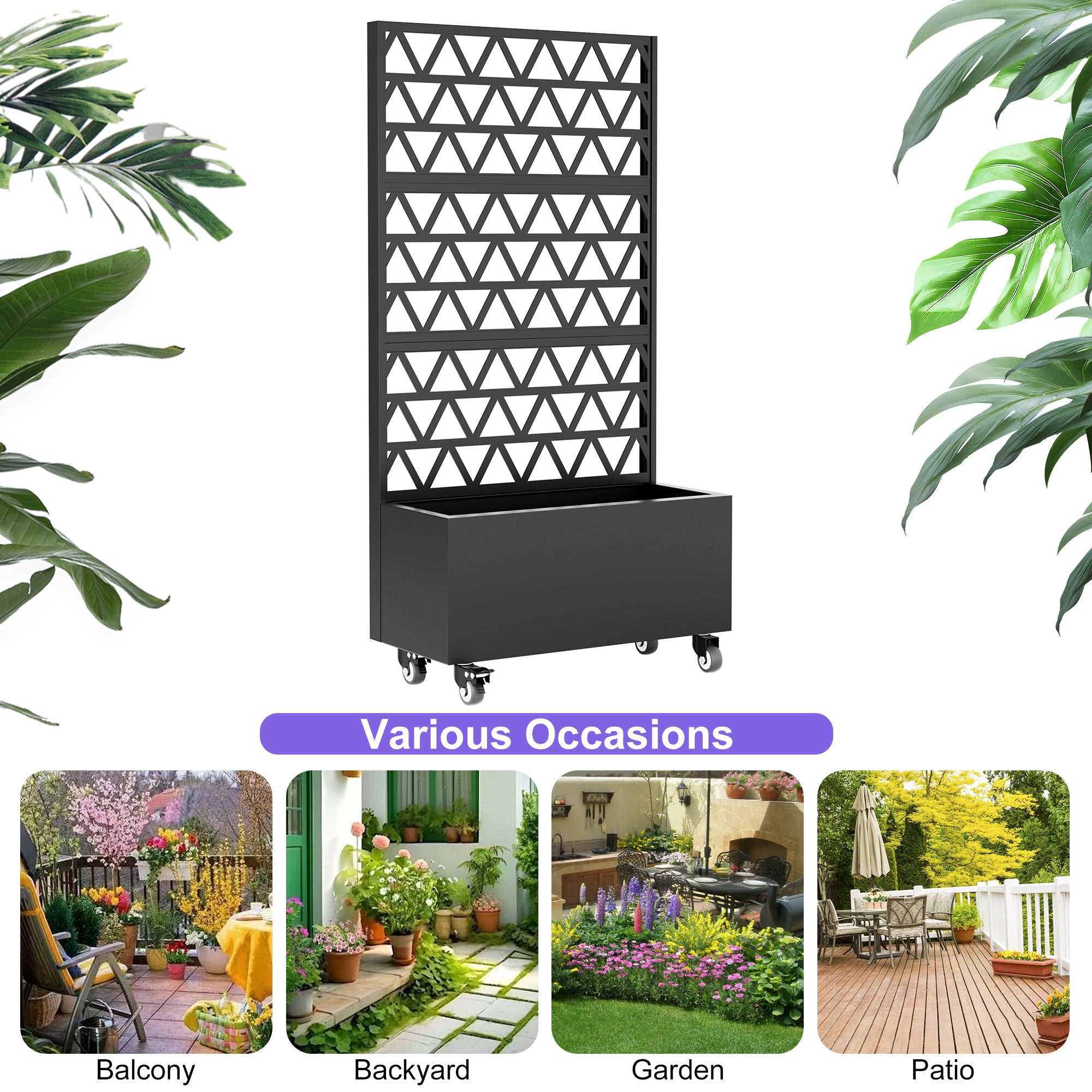 Metal Planter Box with Trellis – 72" Raised Garden Bed for Climbing Plants & Privacy Screen
