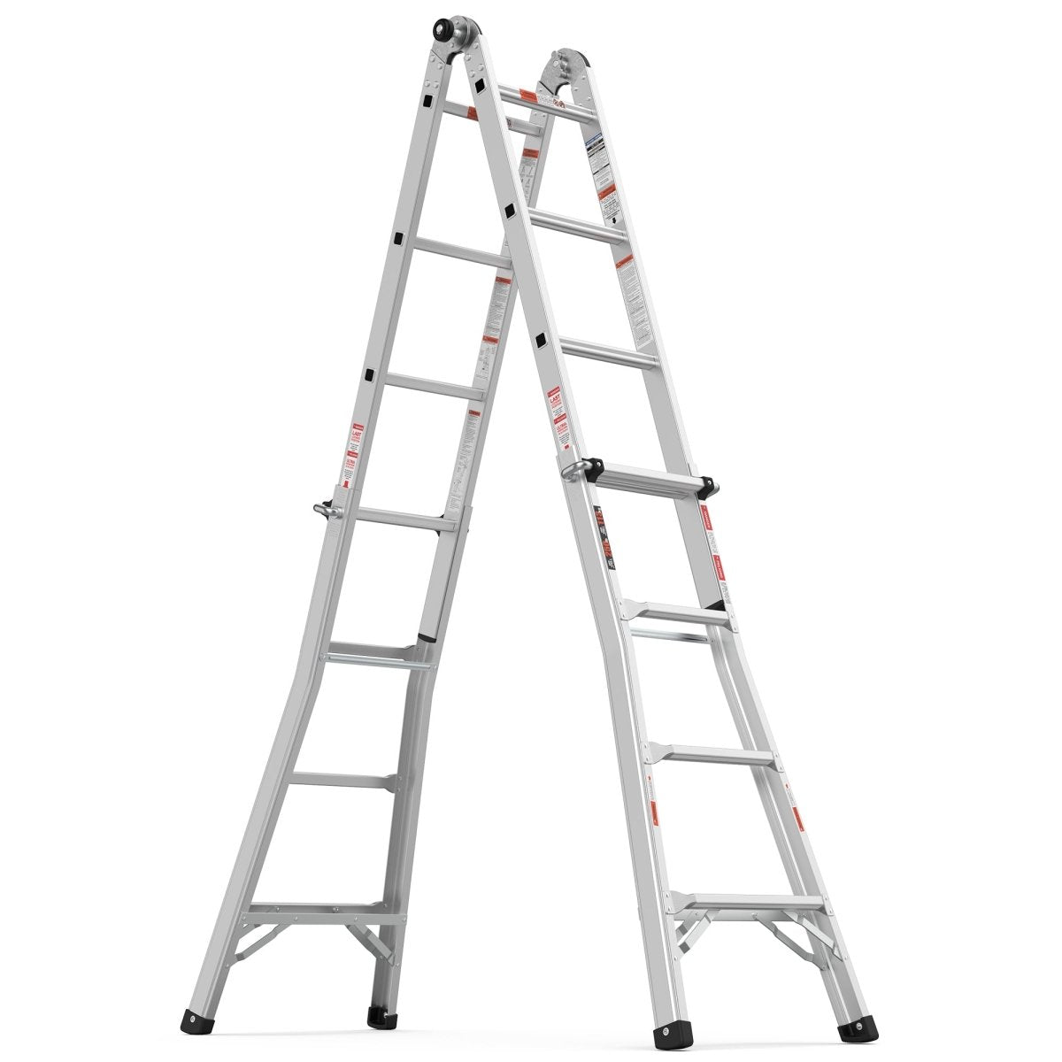 17ft Multi - Position Foldable Aluminum Ladder, A - Frame and Straight Ladder, ANSI 250lbs - HomeDIYer