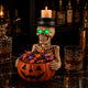 Halloween Skeleton Candy Bowl with LED Eyes & Top Hat Candle Holder