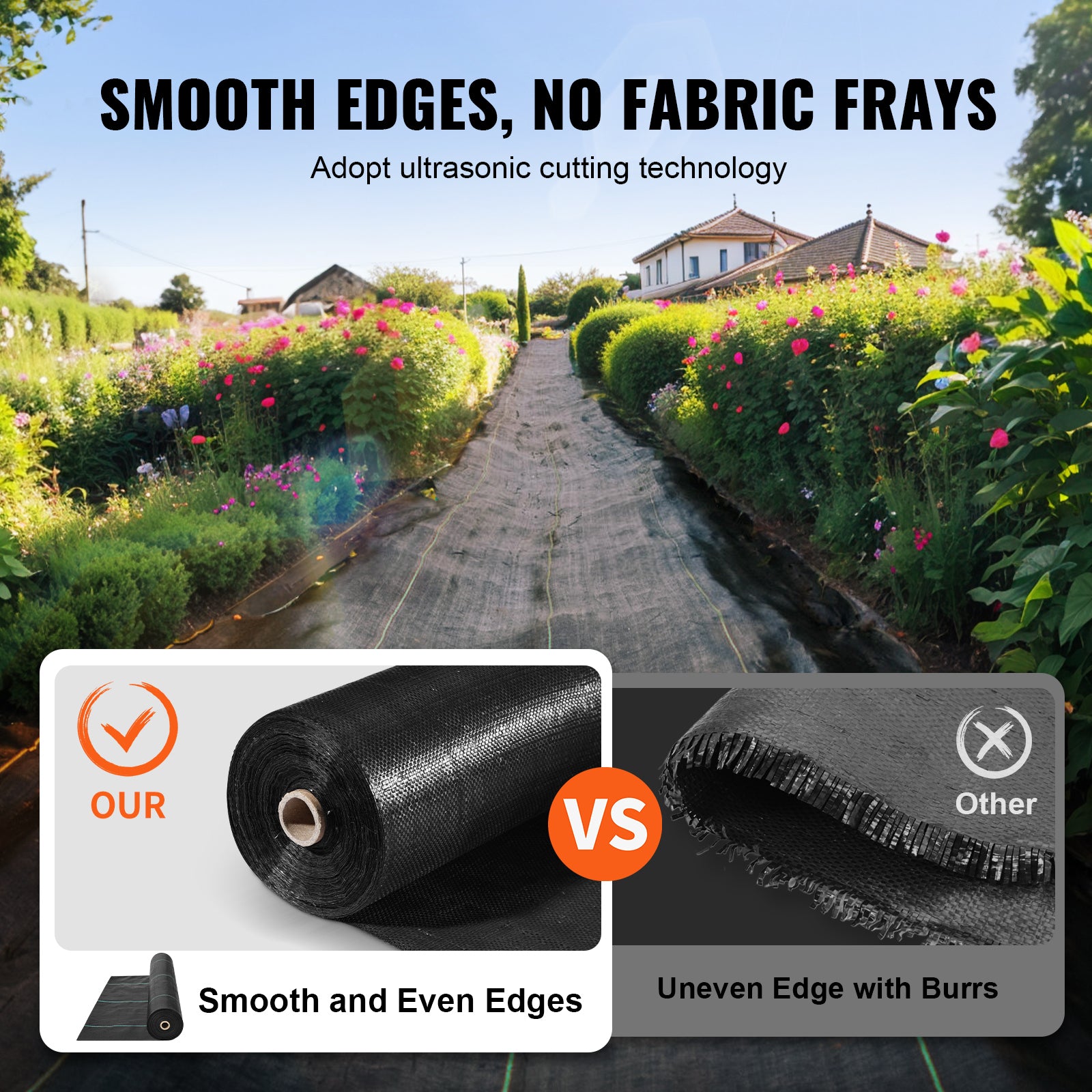 6.5ft x 330ft Heavy‑Duty 3.2oz Woven Weed Barrier Landscape Fabric — Commercial Weed Control Mat Black