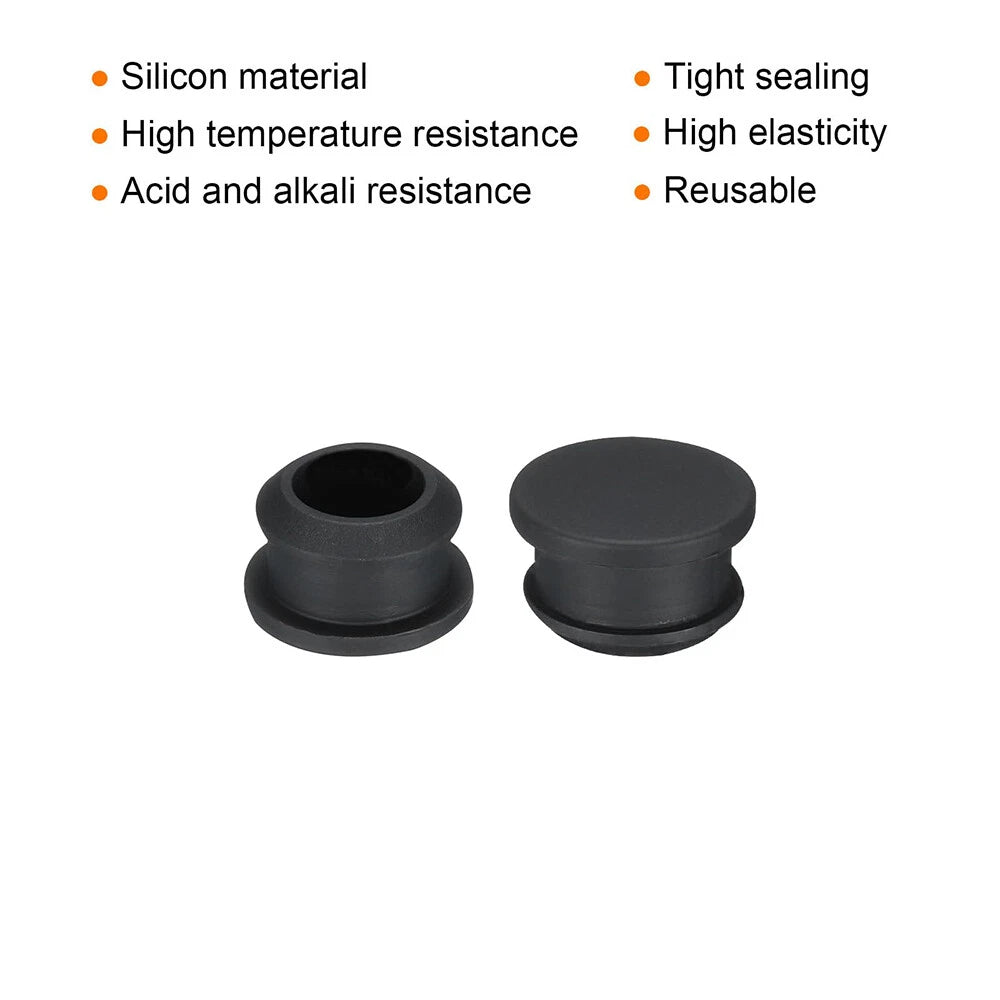 Black Snap - On Hole Plug Silicone Rubber Blanking Seal Bung Pipe Tube 2.5mm - 50mm - HomeDIYer