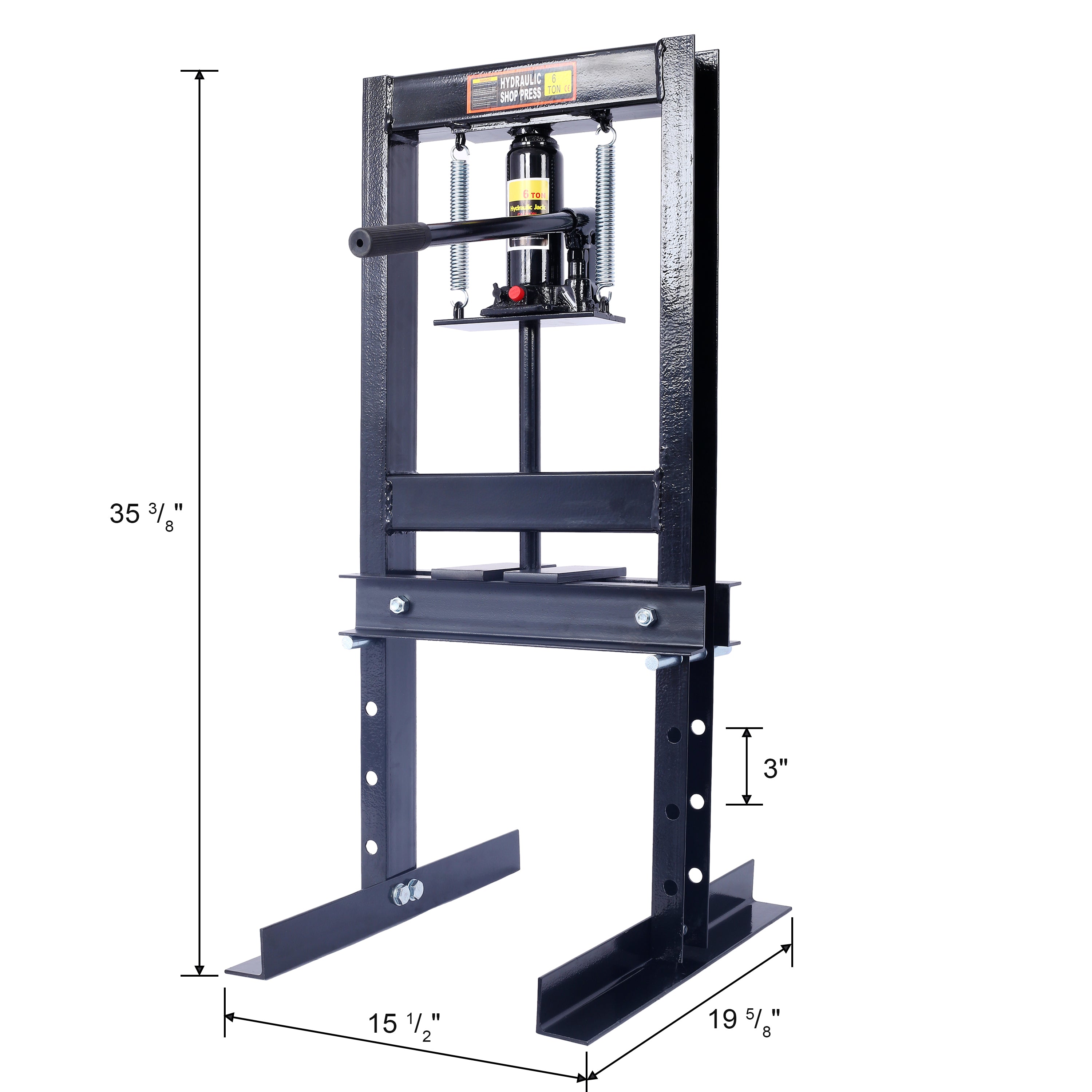 Hydraulic 6 Ton H-Frame Garage Floor Adjustable Shop Press with Plates, 6T, black