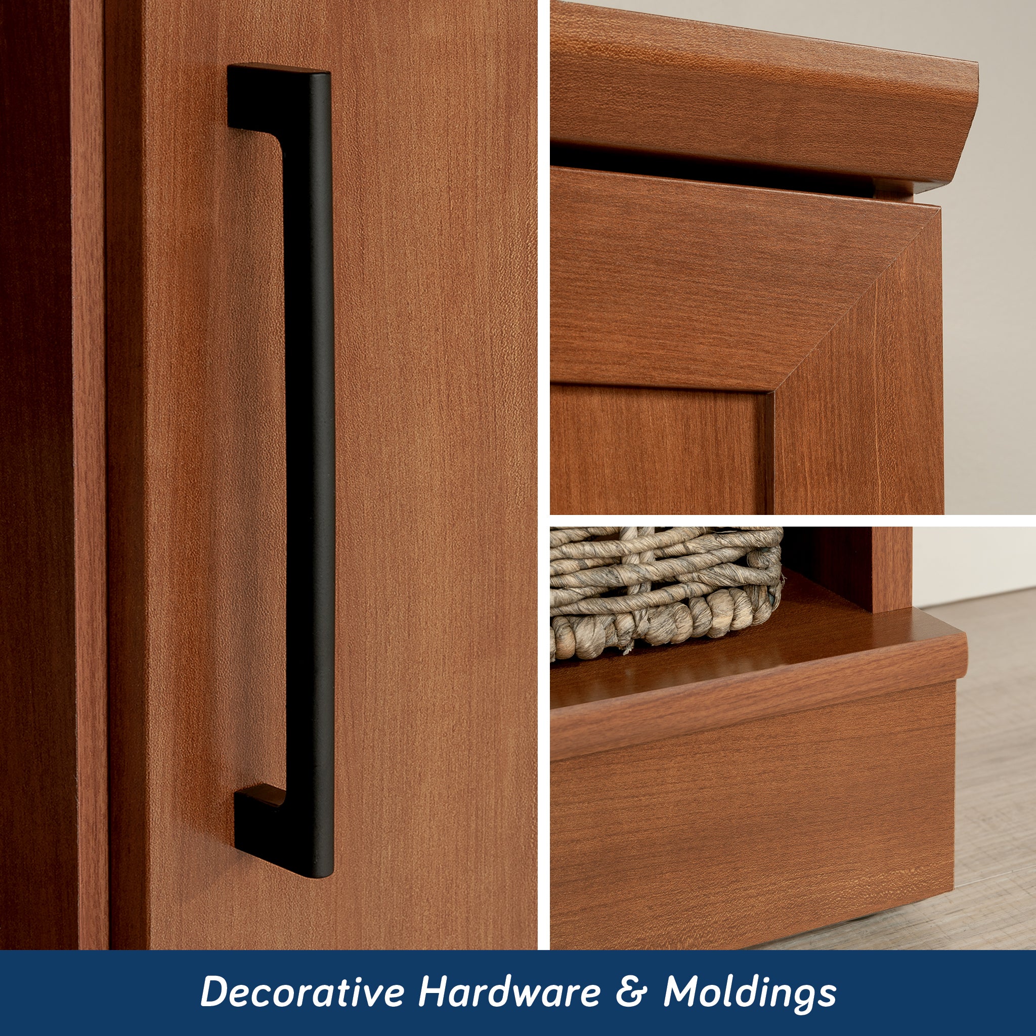 Storage Cabinet with Versatile Storage, Brown finish
