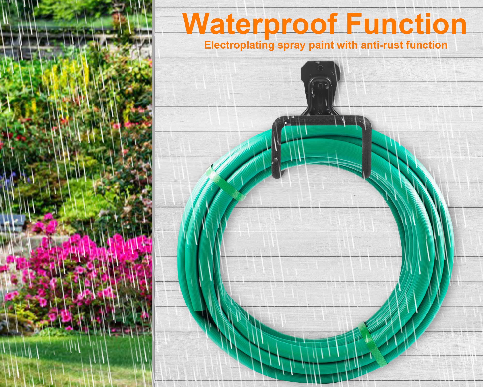 Metal Garden Hose Holder – Heavy Duty Wall Mount Hose Hanger for Outside Yard, Rustproof & Sturdy
