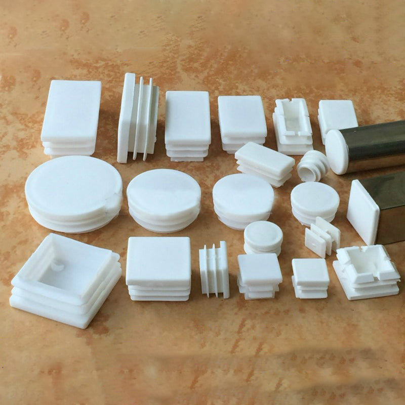 White Plastic Rectangle/Square/Round Blanking End Caps Tube
