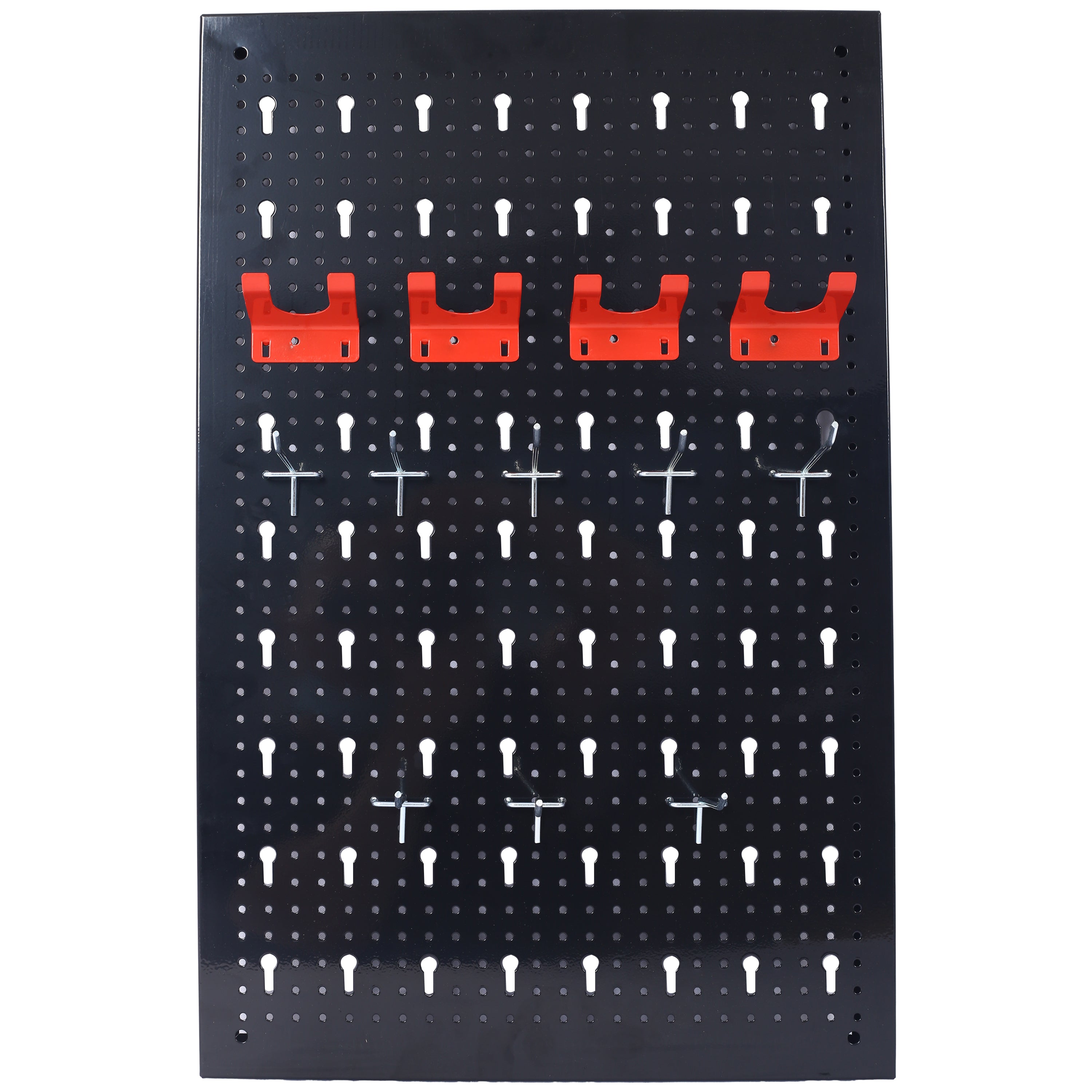 4ft Metal Pegboard Wall Organizer Kit, 48"x24" Garage Tool Storage with Drill Bit Rack, Wrench Rack & Hooks, Black