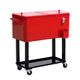 Rolling Cooler 80 Qt Ice Chest on Wheels with Bottle Opener, Steel