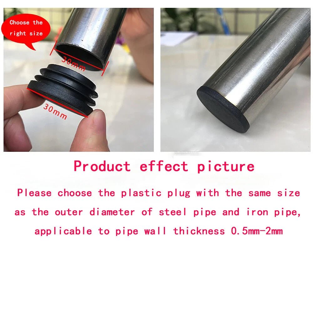 Round Plastic Blanking End Caps Pipe Tube Inserts Plugs Bungs Black 12mm - 140mm - HomeDIYer