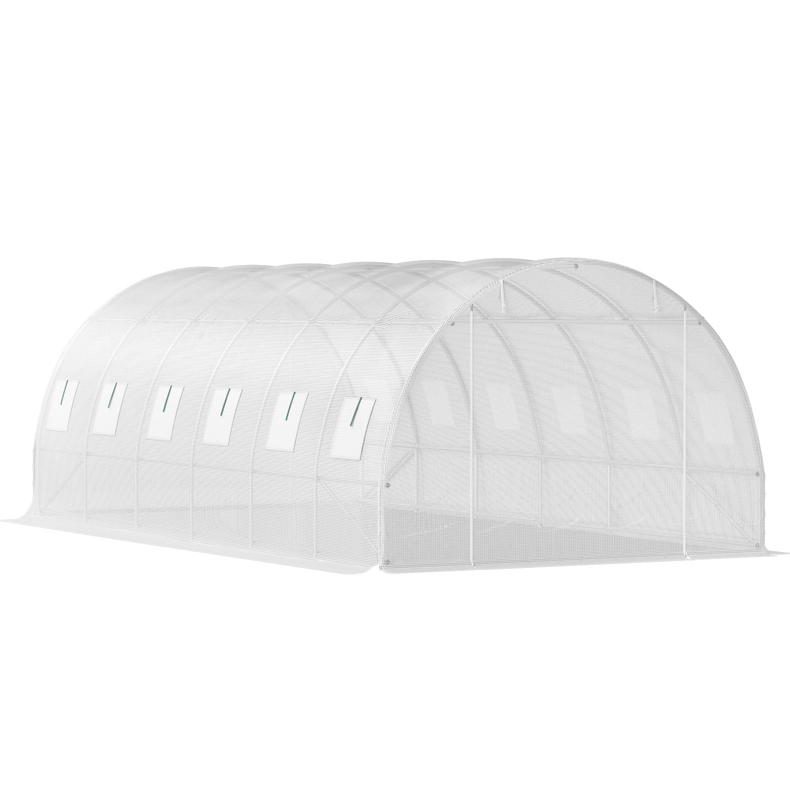 20ft x 10ft x 7ft Walk‑In Tunnel Greenhouse — Galvanized Steel Frame Roll‑Up Windows & Zippered Doors White