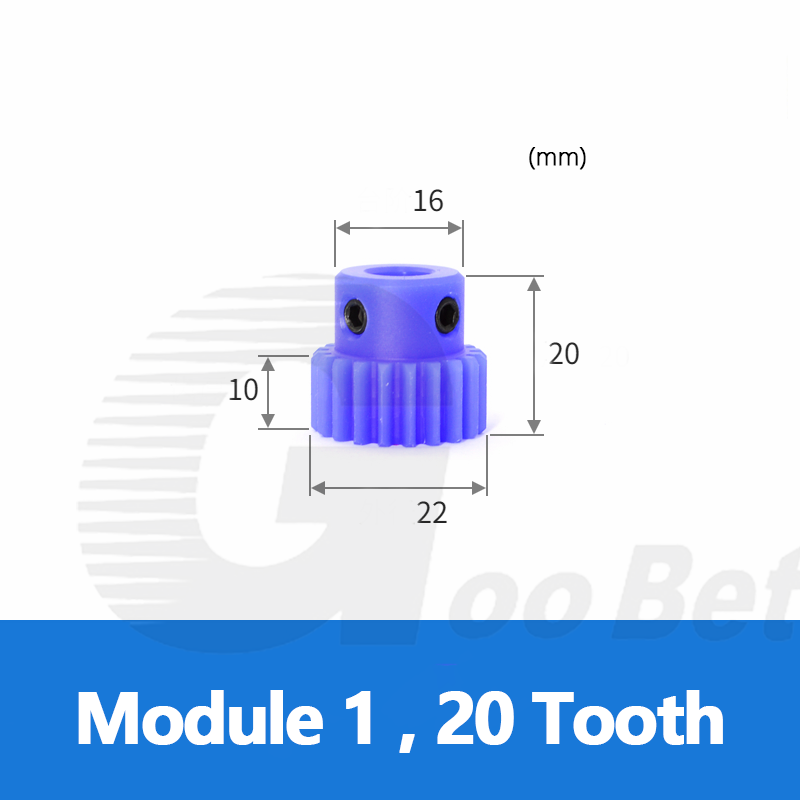 Nylon Mod 1 Spur Gear 15-150 Tooth with Step Pinion Motor Gears Bore 4-16mm Blue