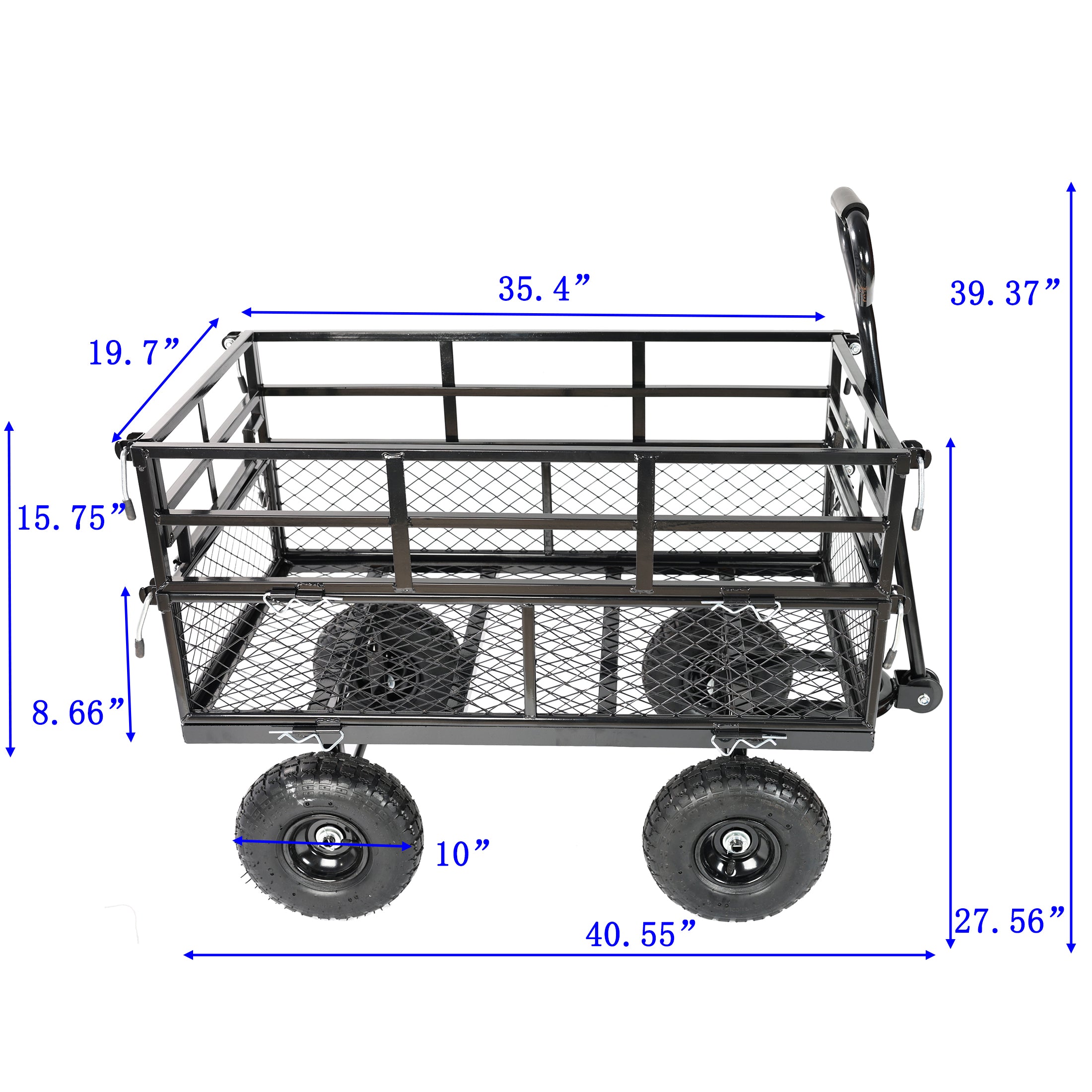 (Black double fence utility cart) Wagon Cart Garden cart trucks make it easier to transport firewood
