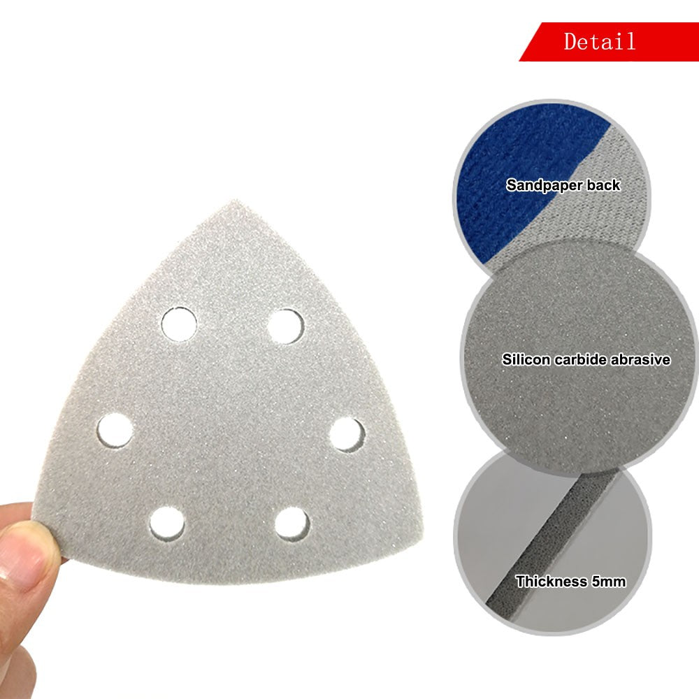 90*90*90mm Triangle Sponge Sandpaper 0 - 6 Hole Sanding Paper Pads Sheets