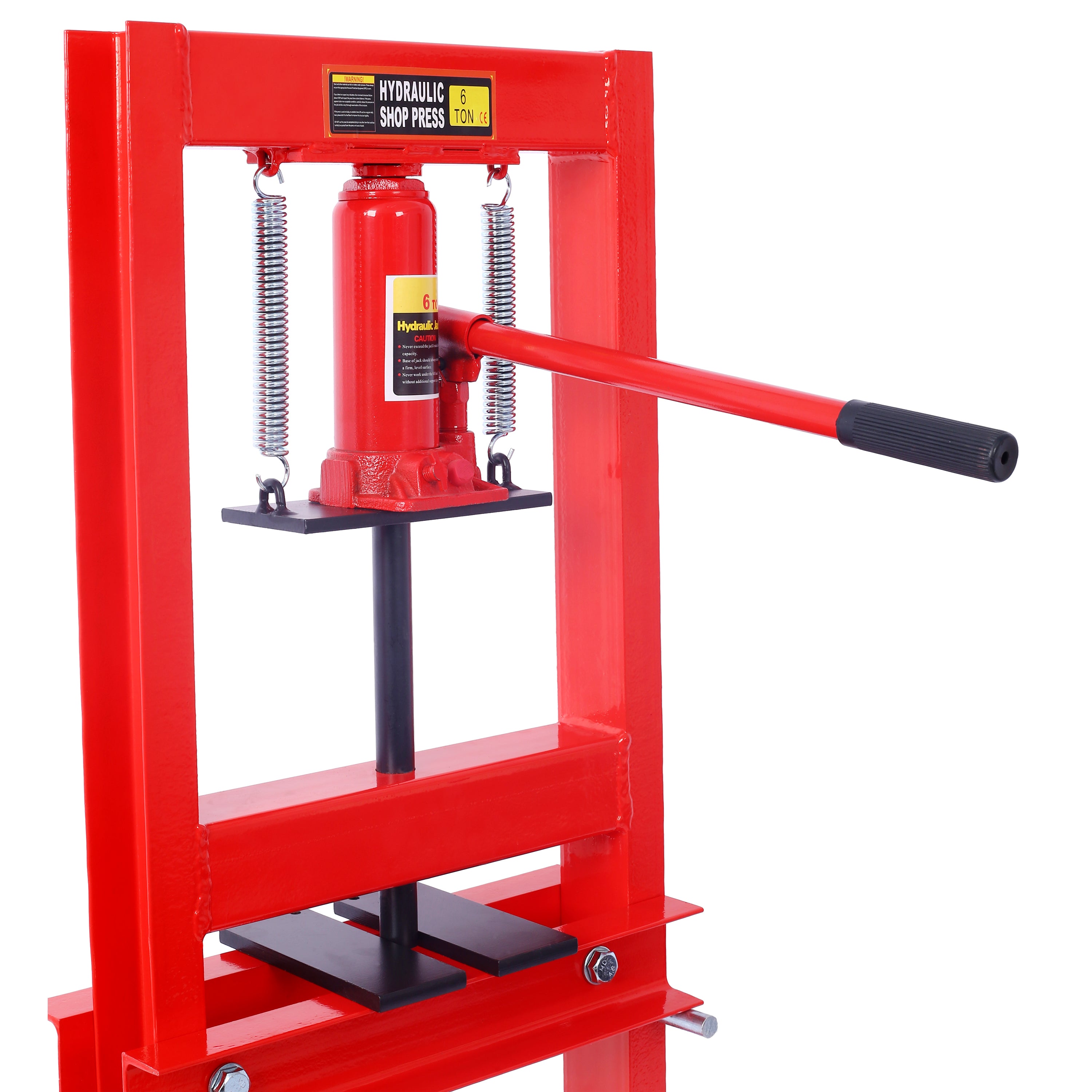 Hydraulic 6 Ton H-Frame Garage Floor Adjustable Shop Press with Plates, 6T, black