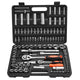 108-Piece Socket Set – 1/4 & 1/2 Inch Drive Metric CR-V Steel Mechanic Tool Kit