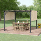 Steel Pergola with Retractable Canopy, 12x10 ft Outdoor Patio Shade Shelter