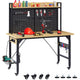 48''Adjustable Workbench with pegboard, Heavy Duty Wooden Desktop Workbench with Wheels, 1600 lb. Load Capacity, Rolling Workbench with AC/USB Outlet, Hooks, Shelf, for Garage, Workshop, Office, Home.