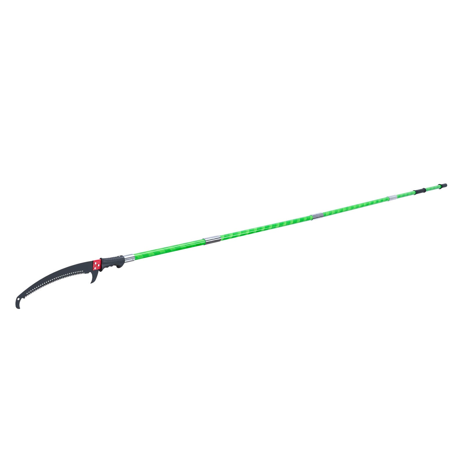 27 ft Manual Pole Saw – Extendable Tree Pruner with 65Mn Steel Blade & 8-Section Fiberglass Pole