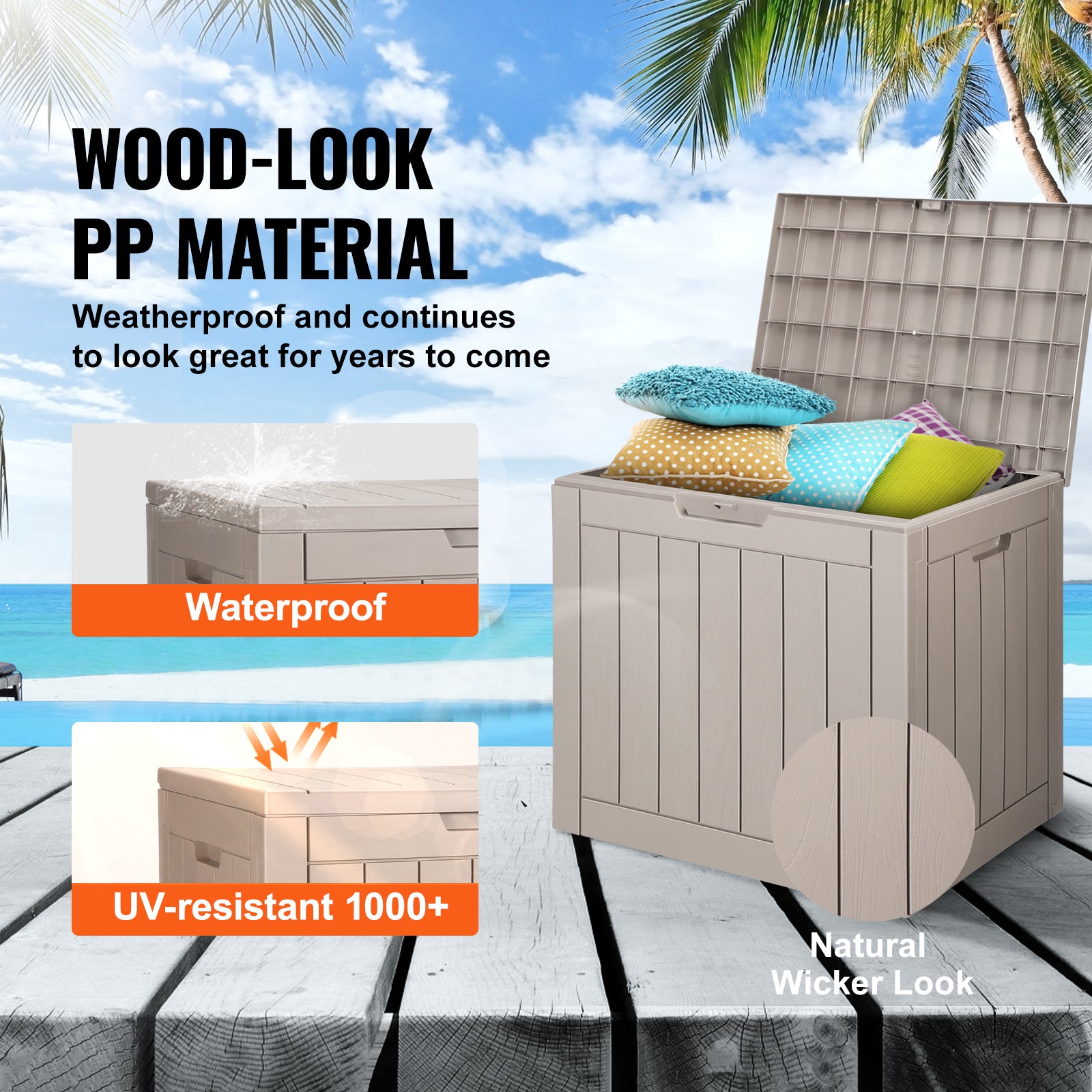 Outdoor Storage Box Resin Deck Box 31 Gallon Patio Waterproof Organizer  On-