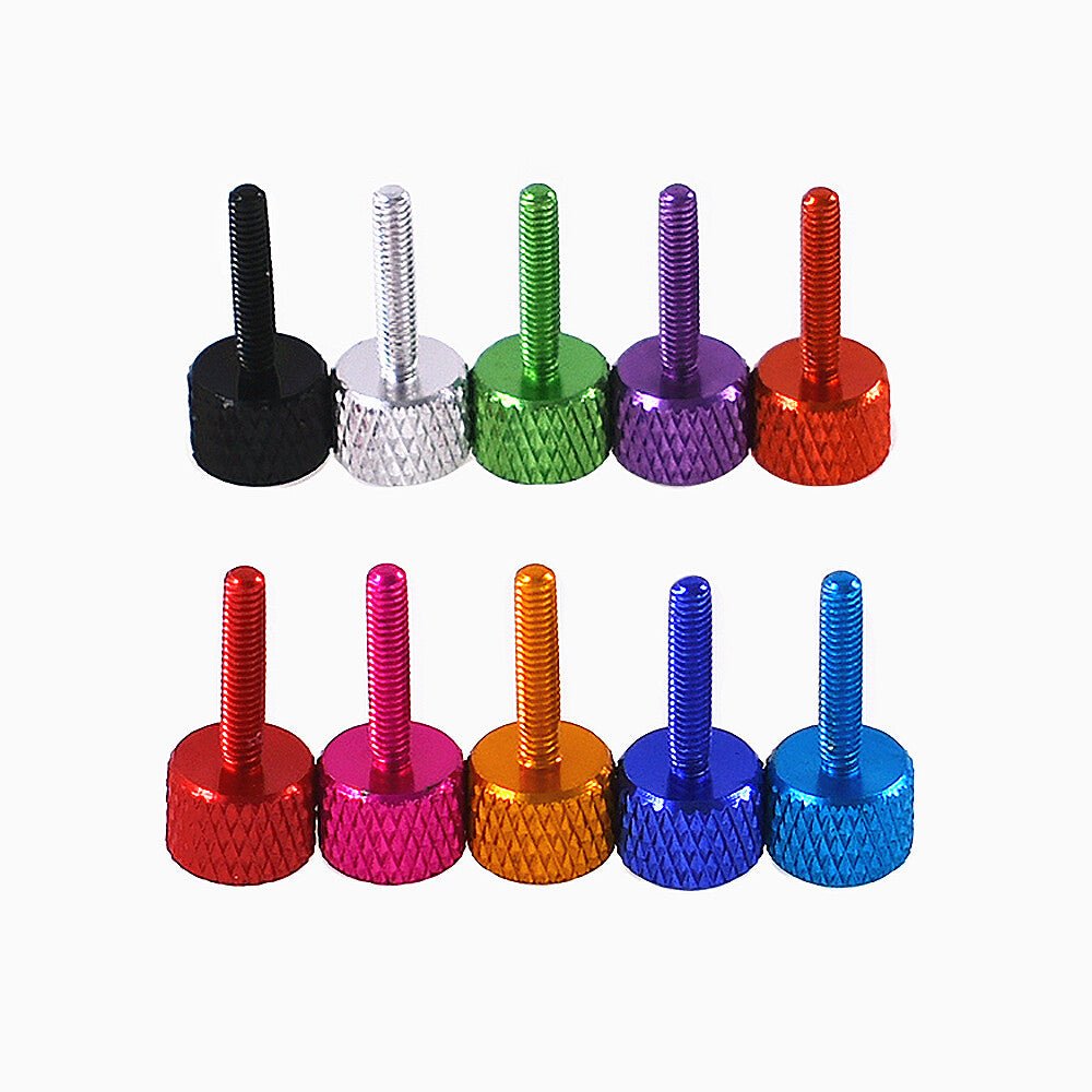 M2.5 x 15mm Aluminium Knurled Thumb Screw – Flat Head Hand Grip for PC Cases & Electronics (Anodised Colours) - HomeDIYer