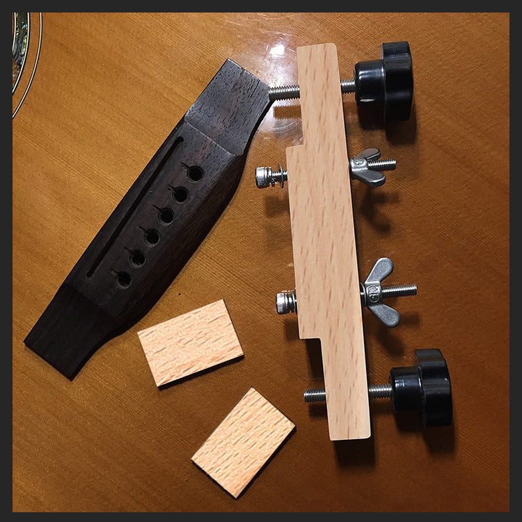Acoustic Guitar Bridge Gluing Clamp Set – Saddle & Bridge Repair Fixing Tool for Folk Guitar (Solid Wood & Metal)