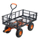Dump Cart, Metal Garden Dump Cart with Easy to Assemble Frame, Dump Wagon with 2-in-1 Convertible Handle, Utility Wheelbarrow 880 lbs Capacity, 10 inch Tires