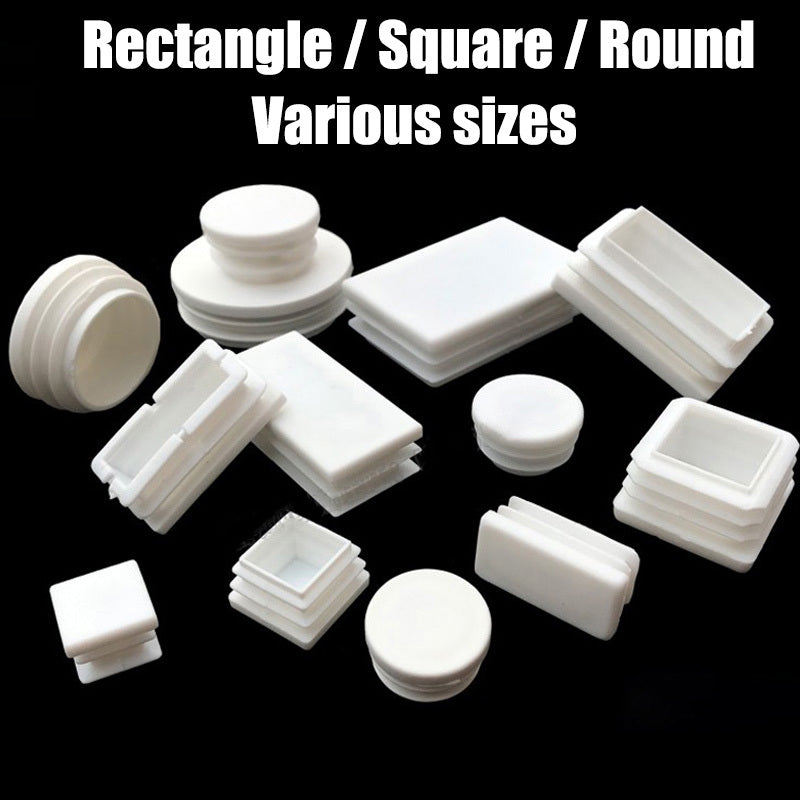 White Plastic Rectangle/Square/Round Blanking End Caps Tube