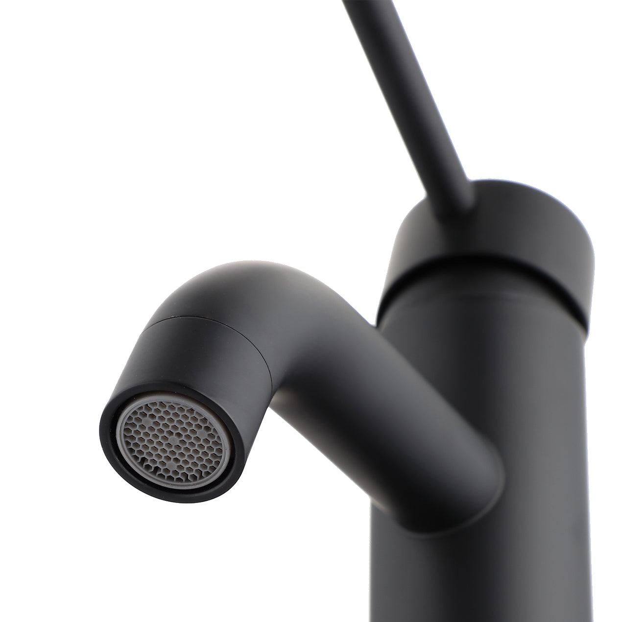 ADA Compliant Single Hole Bathroom Faucet - 6.57" High Stainless Steel Waterfall Faucet Matte Black