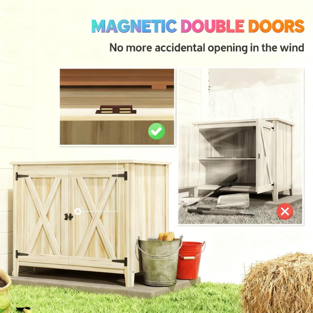 Wooden Outdoor Storage Cabinet,Garden Storage Shed,Garden Shed Potting Shed with Shelf and Double Doors