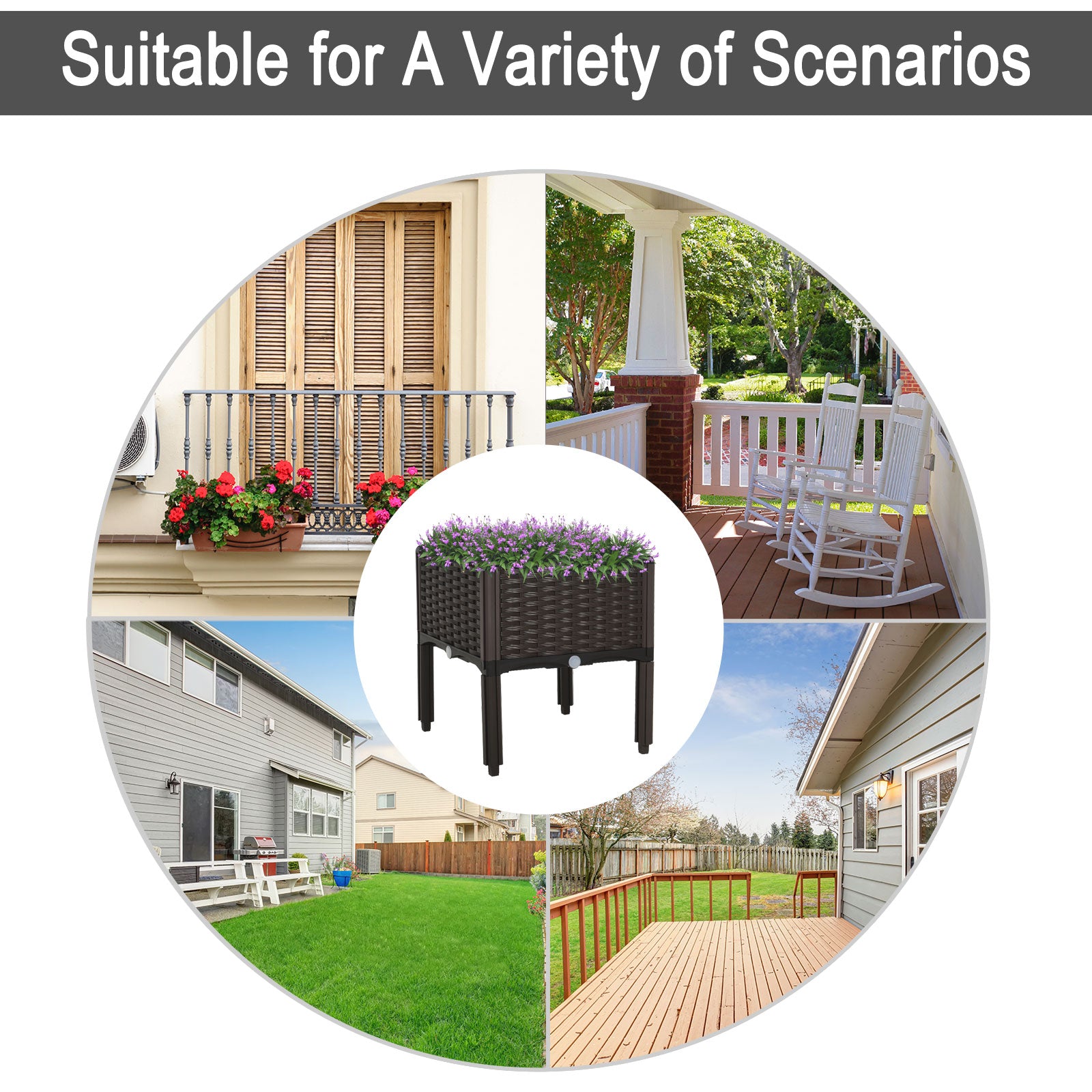 Outsunny Raised Garden Bed with Legs, Self-Watering Planter Box Raised Bed to Grow Flowers, Herbs & Vegetables, Brown